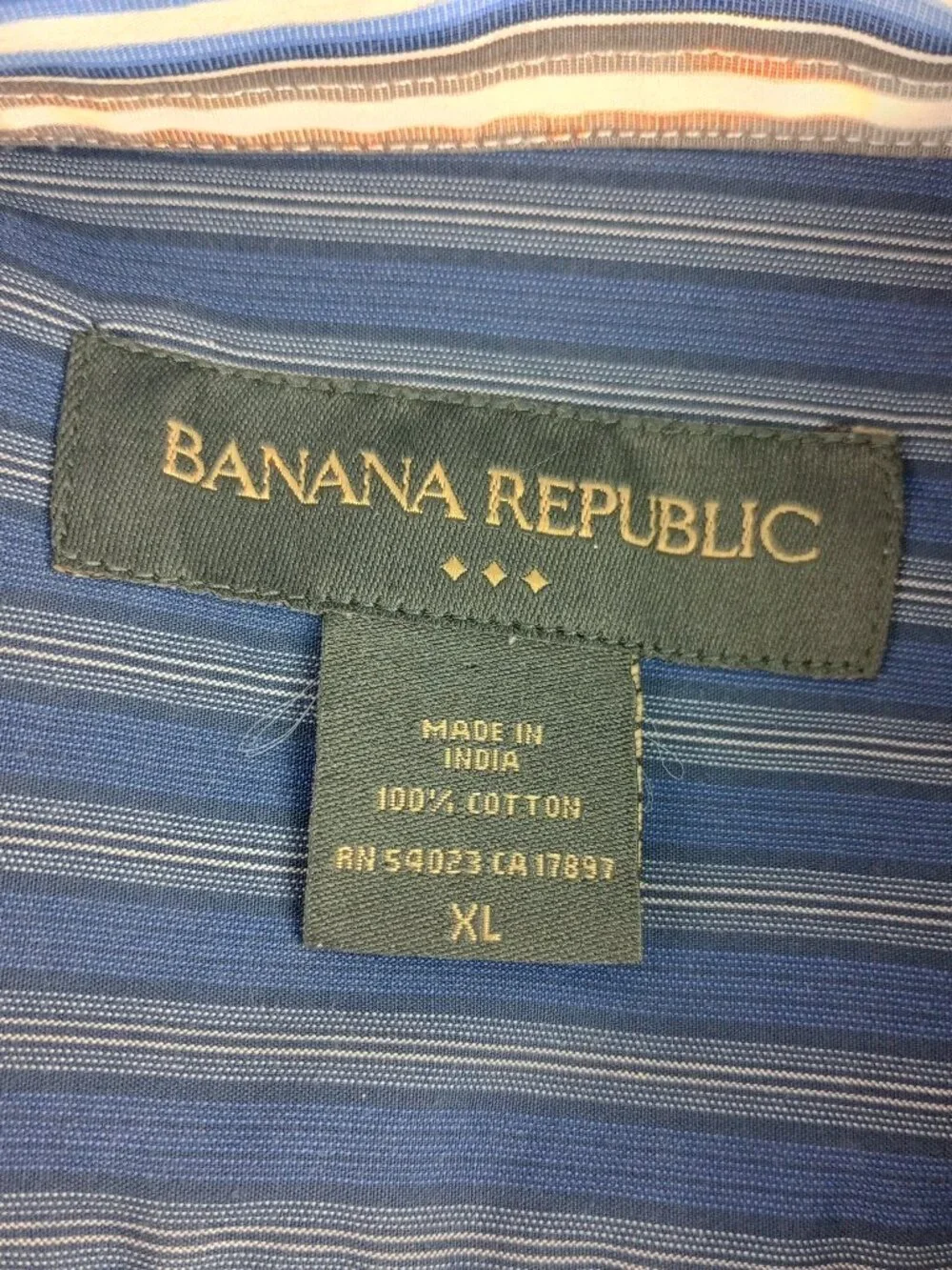 Banana Republic Mens‎ XL Classic Fit Blue Striped Long Sleeve Button Down Shirt